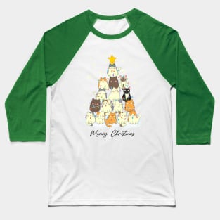 Cat Christmas tree Baseball T-Shirt